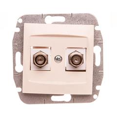 CARLA Gniazdo antenowe podwójne TV typ F-F bez ramki kremowe 1787-11