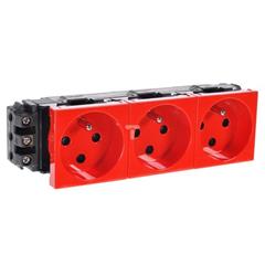 MOSAIC Gniazdo potrójne z/u z blokadą czerwone 077343