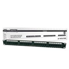 Patch panel kompletny 19 cali 24x RJ45 U/UTP kat. 6 1U czarny (RAL 9005) DN-91624U
