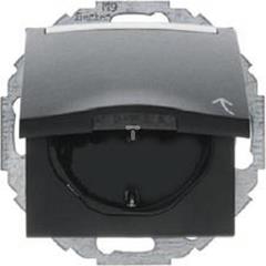 Berker B.1/B.3/B.7 Glas Gniazdo pojedyncze SCHUKO 16A z klapk pełną, polem opisowym i ochroną styków antracyt 47461606