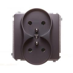 Simon Basic Gniazdo podwójne z/u 16A IP20 grafit matowy BMGZ2M.01/28 WMUW-00210M-G011
