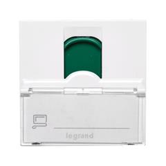 MOSAIC Gniazdo komputerowe pojedyncze pojedynczaRJ45 kat.6a klapka zielona białe 076524