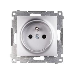 Simon 54 Gniazdo pojedyncze z/u 16A IP20 z przesłoną torów srebrny mat DGZ1CZ.01/43 WMDW-0011Sx-043