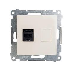 Simon 54 Gniazdo komputerowe pojedyncze RJ45 kat.6 z przesłoną kremowe D61.01/41 WMDK-0610xx-041