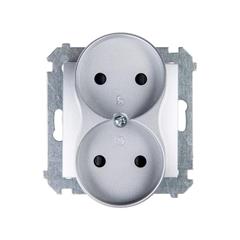 Simon 54 Gniazdo podwójne b/u 16A IP20 srebrny mat DG2MZ.01/43 WMDW-00200M-043