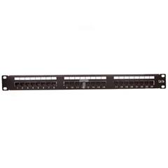 Patch panel kompletny 19 cali 24x RJ45 U/UTP kat. 5e czarny (RAL 9005) z tacką DN-91524U-EC