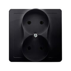 Simon Basic Gniazdo podwójne b/u kompletne grafit matowy BMG2/28 WMUW-10200x-G011