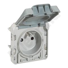 PLEXO55 Gniazdo pojedyncze z/u z klapką szare 069555