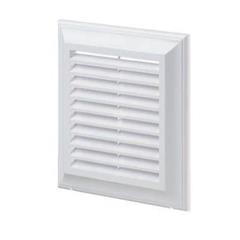 Kratka wentylacyjna 140x140mm z siatką i kołnierzem okragłym 100mm biała EL140AK