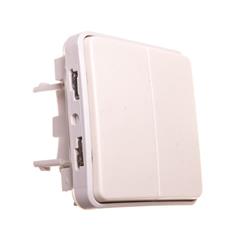 PLEXO55 Przycisk podwójny biały/ecru 069635