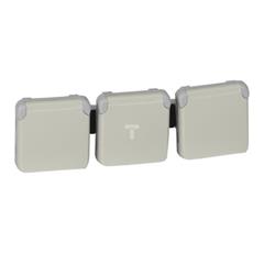 PLEXO55 Gniazdo potrójne poziome z/u białe/ecru 069644