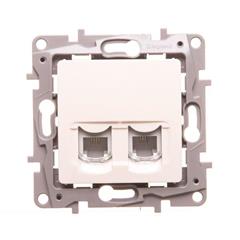 NILOE Gniazdo telefoniczne podwójne RJ11 kremowe 664870