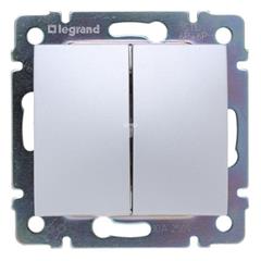 VALENA Przycisk podwójny przełączny aluminium 770218