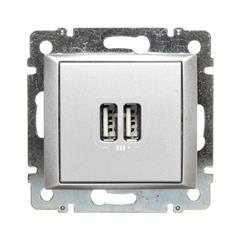 VALENA Gniazdo zasilające 2xUSB 5V 1500mA aluminium 770270