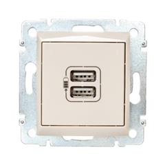 VALENA Gniazdo zasilające 2xUSB 5V 1500mA kremowe 774170