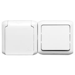 FORIX Łącznik schodowy+gniazdo pojedyncze biały 782376