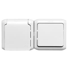 FORIX Łącznik schodowy+gniazdo pojedyncze szare 782396