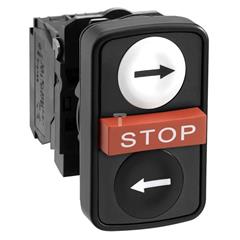 Przycisk biały kryty/czerw. wyst./czarny kryty trzyklawiszowy O22 1NO+1NC+1NO XB5AA711237