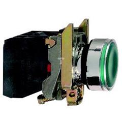 Przycisk komp. podśw. ziel. kryty O 22 z sam. powr., <=250V, 1NO+1NC XB4BW3365