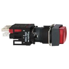 Przycisk komp. czerw. kwadr. wystający podśw. O16 z sam. powr. 1NC 12...24V XB6CE4B2B