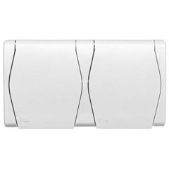 Hermes2 Gniazdo hermetyczne podwójne z/u 16A IP44 z klapką pełną białe 1022-00