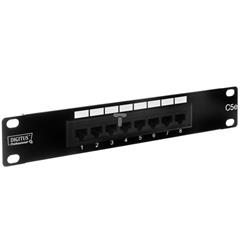 Patch panel kompletny 10cali 8x RJ45 U/UTP kat. 5e 1U czarny (RAL 9005) DN-91508U