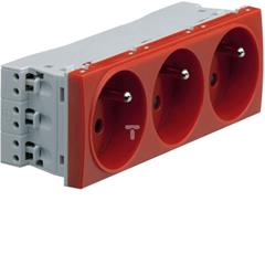 Systo Gniazdo potrójne z/u 16A DATA 6 modułów czerwone WS133