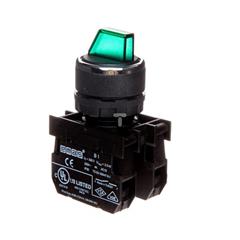 Przycisk pokrętny 3 położeniowy 2R stabilny podświetlany 100-250V zielony T0-B101SL30Y