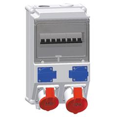 Rozdzielnica naścienna 2x16A 230V, 1xCEE 16A 5P 400V, 1xCEE 32A 5P 400V, 2xB16/1, 1xC16/1, 1xC32/3, IP44 518123
