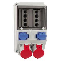 Rozdzielnica naścienna 2x16A 230V, 2xCEE 16A 5P 400V, 2xD01/1, 2xD01/3, IP44 513402