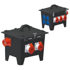 Rozdzielnica przenośna 4x16A 230V, 4xCEE 16A 5P 400V, 1xCEE 32A 5P 400V, 2xD01/3, 2xD01/1, wtyczka CEE 32A 5P 400V, IP44 52083