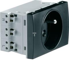 Systo Gniazdo przelotowe z/u 16A samozaciski 2 moduły czarny 16A/250V WS121N