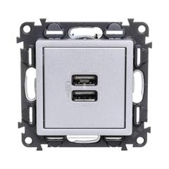 VALENA LIFE Ładowarka z gniazdem 2xUSB aluminium 753312