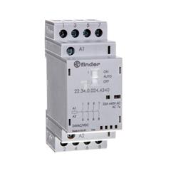 Stycznik modułowy 4Z 25A 24V AC/DC funkcja Auto-On-Off, wskaźnik zadziałania + LED, 35mm 22.34.0.024.4340