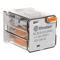 Przekaźnik 2P 16A 24V AC do gniazd lub Faston 187, przycisk testujący, mechaniczny wskaźnik zadziałania 62.32.8.024.0040