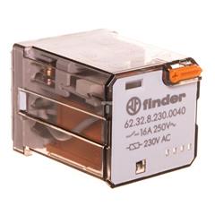 Przekaźnik 2P 16A 230V AC do gniazd lub Faston 187, przycisk testujący, mechaniczny wskaźnik zadziałania 62.32.8.230.0040