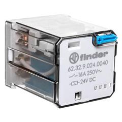 Przekaźnik 2P 16A 24V DC do gniazd lub Faston 187, przycisk testujący, mechaniczny wskaźnik zadziałania 62.32.9.024.0040