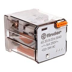 Przekaźnik 3P 16A 24V AC do gniazd lub Faston 187, przycisk testujący, mechaniczny wskaźnik zadziałania 62.33.8.024.0040