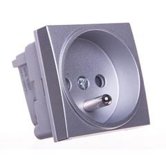 Systo Gniazdo pojedyncze z/u 16A/250V samozaciski 2 moduły aluminium WS100T