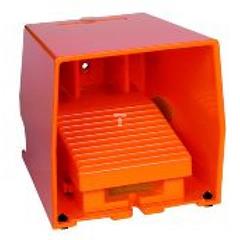 Łącznik nożny pojedynczy XPE-R, z osłoną ochronną, metalik -pomarańcz. 1NZ+1NO XPER410