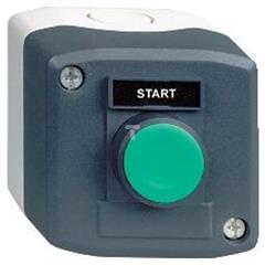 Kaseta ciemnoszara, 1 ziel. przycisk kryty O22, z sam. powr., 1NO Start"""" XALD101H29