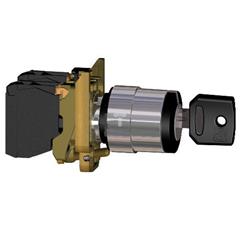 Przełącznik piórkowy na klucz, czarny O 22, 2 poz. 90°, stab., 1 NO, ATEX XB4BG21EX