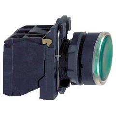 Przycisk sterowniczy podświetlany ziel. kryty O 22 z sam. powr., 110...120V, 1NO+1NC XB5AW33G5