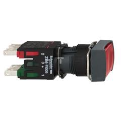 Przycisk kompletny czerw. podśw. O 16, kryty z sam. powr., 24 V, 1NO+1NC XB6DW4B5B