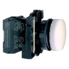 Wskaźnik św. biały O22 zwykła soczewka z żarówką BA9s <=250V XB5AV61