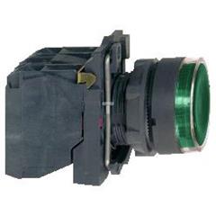 Przycisk sterowniczy podświetlany ziel. kryty O 22 z sam. powr., <=250V, 1NO+1NC XB5AW3365