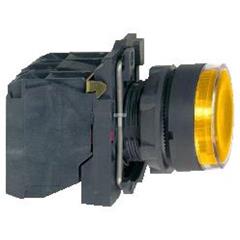 Przycisk sterowniczy podświetlany żółty kryty O 22 z sam. powr., <=250V, 1NO+1NC XB5AW3565