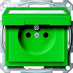 Gniazdo wtykowe z/u klap. i polem opis., z przesł. śrub., zielony, Sys M MTN2612-0304