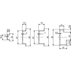 Symetryczna szyna DIN, wys.35xD7,5mm długość: 140mm, do puszek 150mm (wewn.) NSYAMRD16357TB
