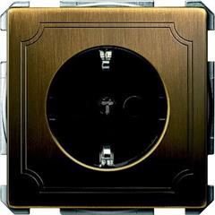 Gniazdo wtykowe SCHUKO, z przesłoną, b.śrub., mosiądz antyk, Artec/Antique MTN2300-4143